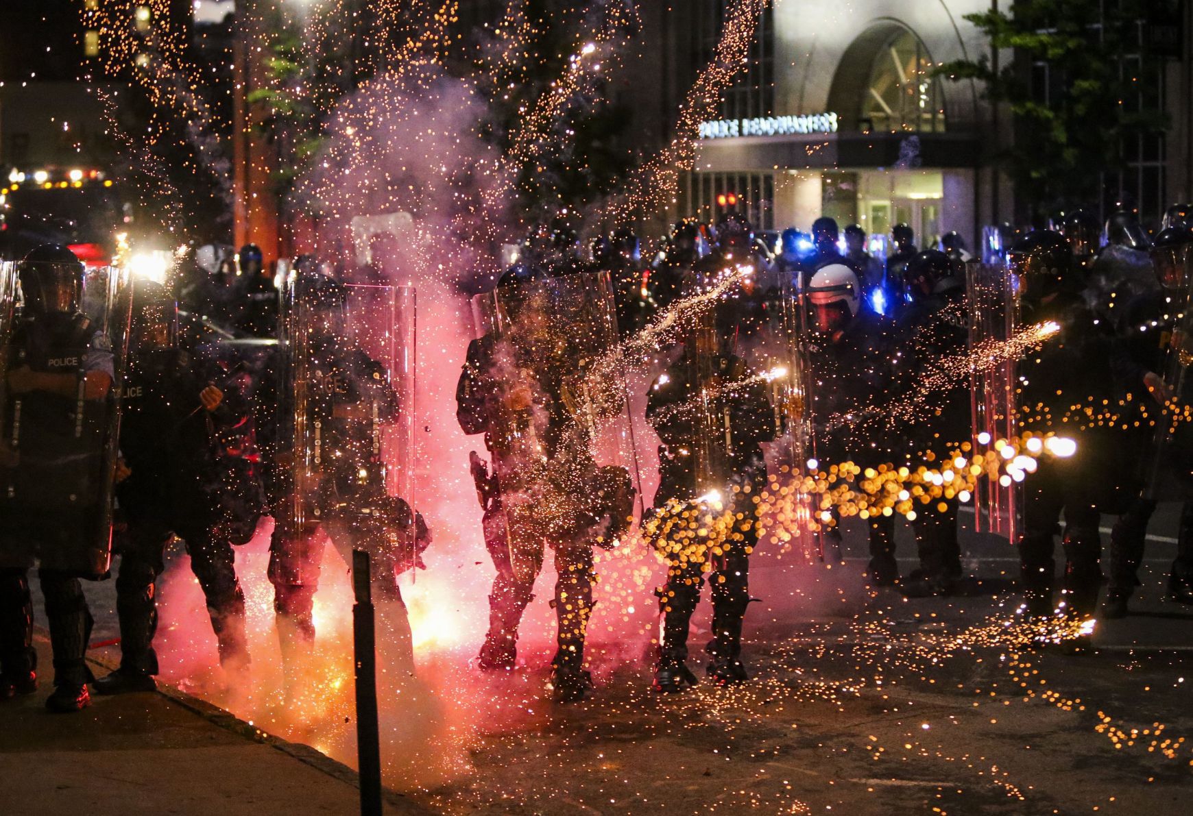 Tear gas and fireworks thrown in Downtown